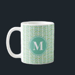 モノグラム付き緑と青のヘリンボーンパターン コーヒーマグカップ<br><div class="desc">モノグラム付き緑と青のヘリンボーンパターン</div>