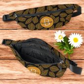 モノグラム付き葉骨格イニシャル模様 ファニーパック