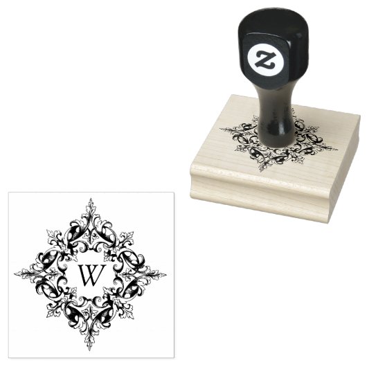 モノグラム付き複雑なカスタムスクロール枠 ラバースタンプ (押印)