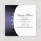 モノグラム付き贅沢なホワイトブルーシルバークローム スクエア名刺 (裏面)