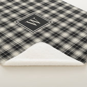 モノグラム付き錆びた黒い格子模様 シェルパブランケット (3/4)