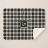 モノグラム付き錆びた黒い格子模様 シェルパブランケット (正面(横))