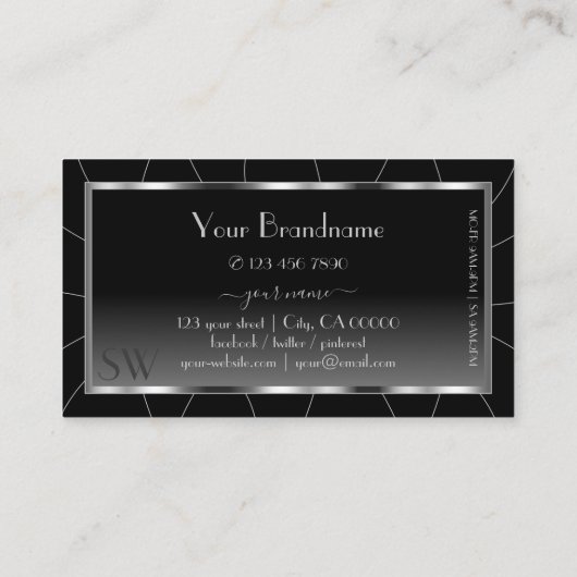 モノグラム付き高貴シルバーフレーム黒グラデーション 名刺 (裏面)