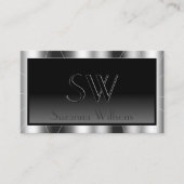 モノグラム付き高貴シルバーフレーム黒グラデーション 名刺 (正面)