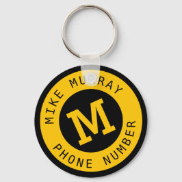モノグラム付き黄色キーチェーン キーホルダー