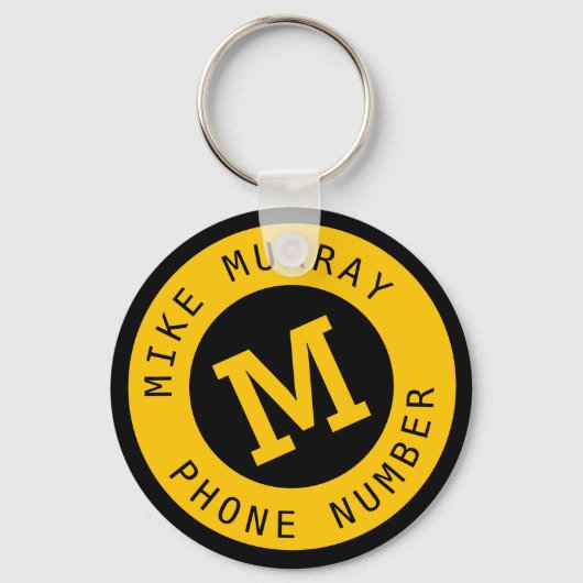 モノグラム付き黄色キーチェーン キーホルダー (正面)