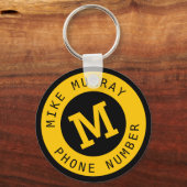 モノグラム付き黄色キーチェーン キーホルダー (正面)