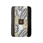 モノグラム付き黒と金ゴールドの掌紋 バスマット (正面縦)