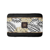 モノグラム付き黒と金ゴールドの掌紋 バスマット (正面)