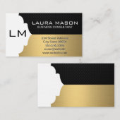 モノグラム企業の付き金ゴールドブラシ付きブラックメッシュ 名刺 (正面/裏面)