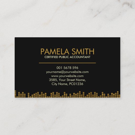 モノグラム会計会社 – ブラックと金ゴールド 名刺 (裏面)