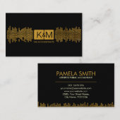 モノグラム会計会社 – ブラックと金ゴールド 名刺 (正面/裏面)