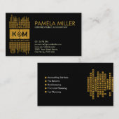 モノグラム会計会社 – ブラックと金ゴールド 名刺 (正面/裏面)