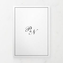 モノグラム伝統的エレガフォーマルントウェディング 三つ折り招待状