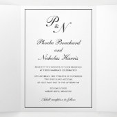 モノグラム伝統的エレガフォーマルントウェディング 三つ折り招待状 (内部中)