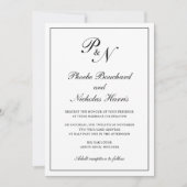 モノグラム伝統的エレガフォーマルントウェディング 招待状 (正面)