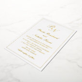 モノグラム伝統的エレガフォーマルントウェディング 箔招待状 (回転した状態)