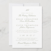 モノグラム伝統的クラシックセージグリーン結婚ズ 招待状 (正面)