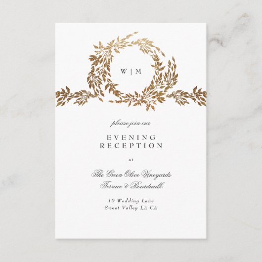 モノグラム伝統的クレストクラシックエレガントな結婚式 エンクロージャーカード (正面)