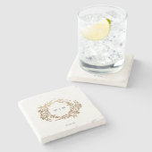 モノグラム伝統的クレストクラシックエレガントな結婚式 ストーンコースター (横)
