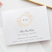 モノグラム伝統的クレストクラシックエレガントな結婚式 セーブザデート