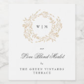 モノグラム伝統的クレストクラシックエレガントな結婚式 ワインラベル (シングルラベル)