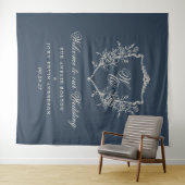 モノグラム伝統的クレストネイビーブルー結婚ズ タペストリー (インサイチュ(横))