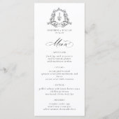モノグラム伝統的クレストフローラエレガントな結婚式 メニュー (正面)