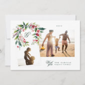 モノグラム伝統的グリーンリース写真コラージュ シーズンカード (正面)