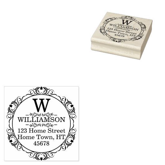 モノグラム伝統的サークル差出人住所 ラバースタンプ (押印)