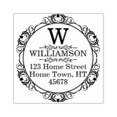 モノグラム伝統的サークル差出人住所 ラバースタンプ (インプリント)