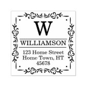 モノグラム伝統的スクエア差出人住所 セルフインキングスタンプ (デザイン)