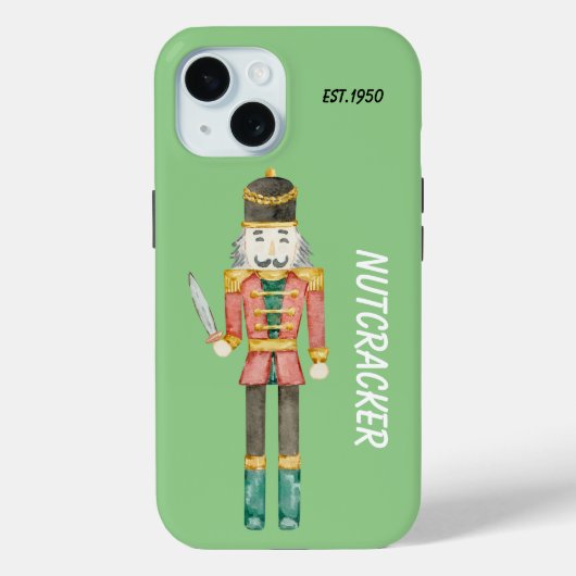 モノグラム伝統的ナツクラッカーかわいい緑 Case-Mate iPhoneケース (裏面)