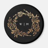 モノグラム伝統的ブラッククレストクラシックズ結婚ス マグネット (正面)