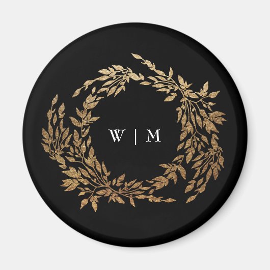 モノグラム伝統的ブラッククレストクラシックズ結婚ス マグネット (正面)