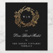 モノグラム伝統的ブラッククレストクラシックズ結婚ス ワインラベル (シングルラベル)