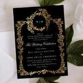 モノグラム伝統的ブラッククレストクラシックズ結婚ス 招待状