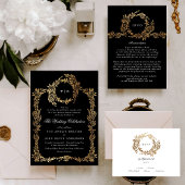 モノグラム伝統的ブラッククレストクラシックズ結婚ス 招待状