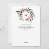 モノグラム伝統的リースワンフォトクリスマス シーズンカード (裏面)