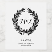 モノグラム伝統的リース結婚のギフト ワインラベル (シングルラベル)