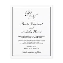 モノグラム伝統的予算結婚式招待状