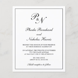 モノグラム伝統的予算結婚式招待状