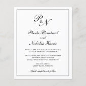 モノグラム伝統的予算結婚式招待状 チラシ (正面)