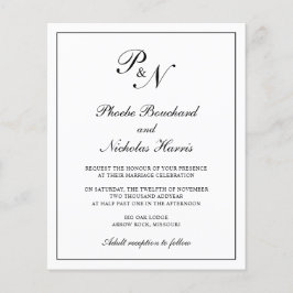 モノグラム伝統的予算結婚式招待状 チラシ