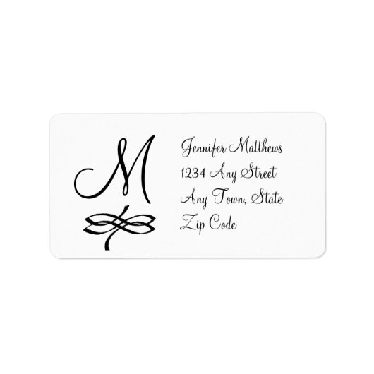 モノグラム住所 シール白黒 ラベル (正面)