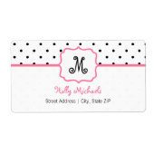 モノグラム住所 シール-水玉模様/ピンク ラベル (正面)