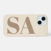 モノグラム入りおしゃれなアンティークホワイトのCase-Mate iPhone 15ケース (裏面横)