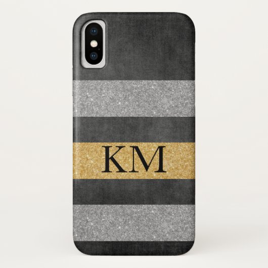 モノグラム入りおしゃれなギラギラ Case-Mate iPhoneケース (裏面)
