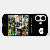 モノグラム入りおしゃれな9枚のフォトコラージュ ブラック Case-Mate iPhoneケース (裏面 (横))