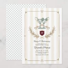 モノグラム入りおしゃれバチェラー・パーティー Preppy Margs & Matrimony 招待状